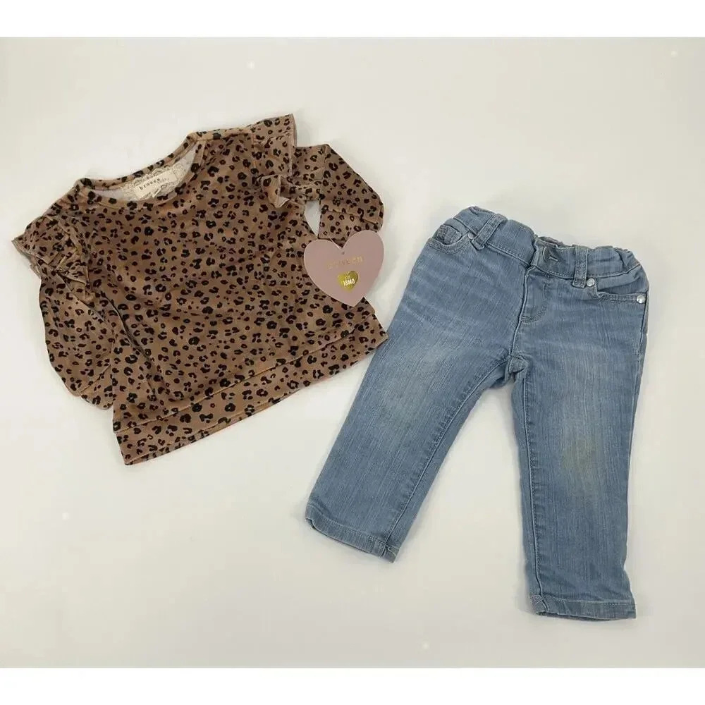 Jessica Simpson 18 Month Sweatshirt Jeans Outfit Animal Print Set Carter’s Pants